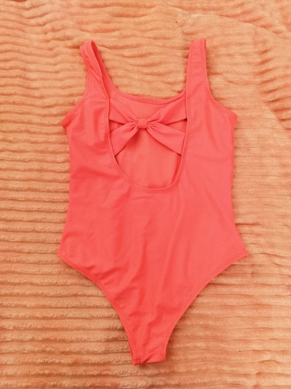Barbie Coral Pink One-Piece Swimsuit with Metallic Logo - 10/12 Girl (XS Women)
